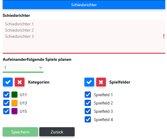 Präferenzen und Einschränkungen Schiedsrichter